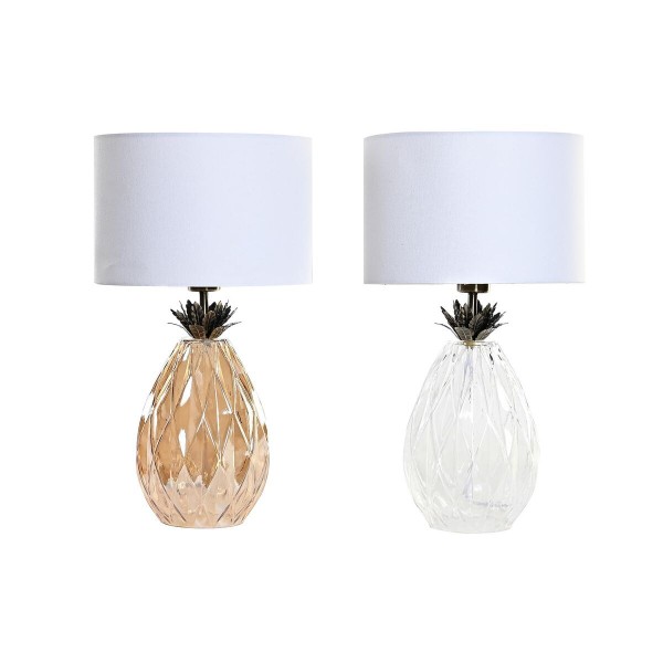 Επιτραπέζιο Φωτιστικό DKD Home Decor Διαφανές Λευκό Ανοιχτό καφέ Τροπικό (30 x 30 x 52 cm) (x2)