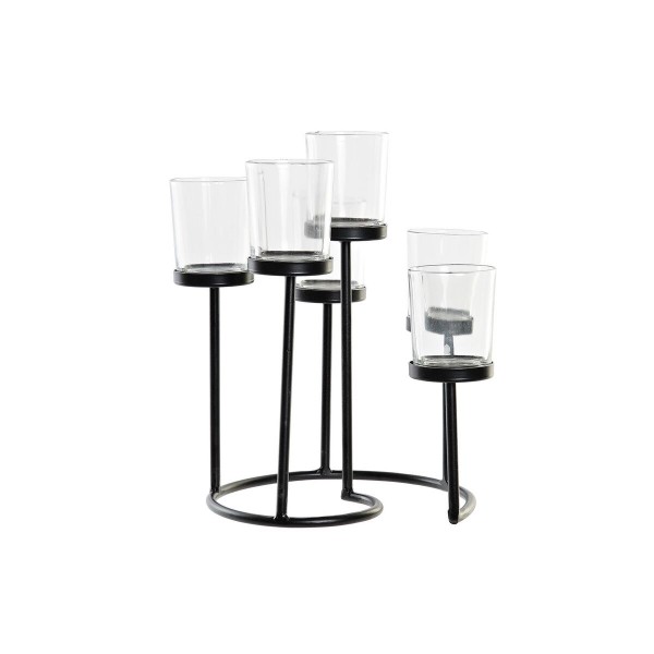 Πολύφωτο DKD Home Decor Κρυστάλλινο Μαύρο Μέταλλο (30 x 30 x 35 cm)