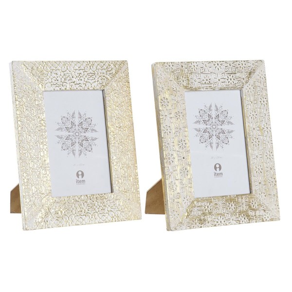 Κορνίζα DKD Home Decor Αλουμίνιο Ξύλο από Μάνγκο (17 x 1,5 x 22 cm) (x2)