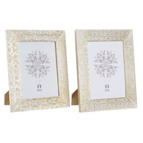Κορνίζα DKD Home Decor Αλουμίνιο Ξύλο από Μάνγκο (22 x 1,5 x 27 cm) (x2)