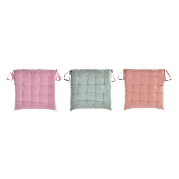Μαξιλάρι έδρας DKD Home Decor Ροζ Πορτοκαλί Πράσινο (40 x 40 x 4 cm) (3 Μονάδες)