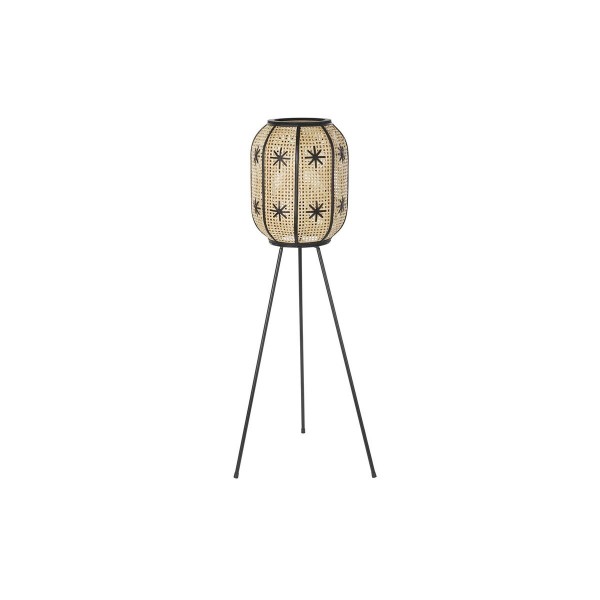 Φωτιστικό Δαπέδου DKD Home Decor Λουλούδι Μαύρο Μέταλλο Καφέ ρατάν Τροπικό (30 x 30 x 116 cm)