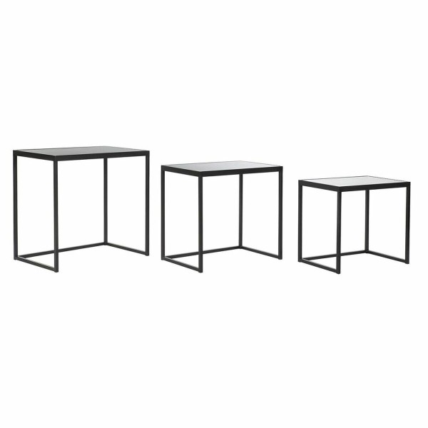 Σετ 3 Τραπεζάκια DKD Home Decor Κρυστάλλινο Μαύρο Μέταλλο (58 x 36,5 x 53,5 cm) (3 pcs)