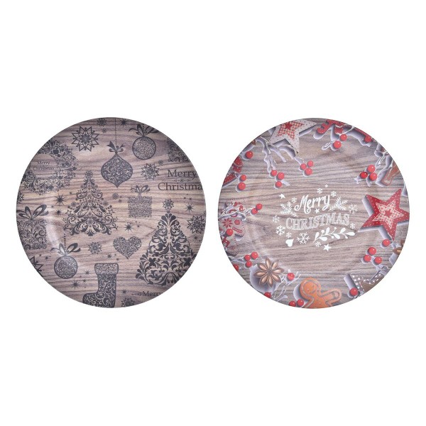 Κεντρικό Τραπεζιού DKD Home Decor Χριστουγεννιάτικο στεφάνι PP (33 x 33 x 2 cm) (x2)