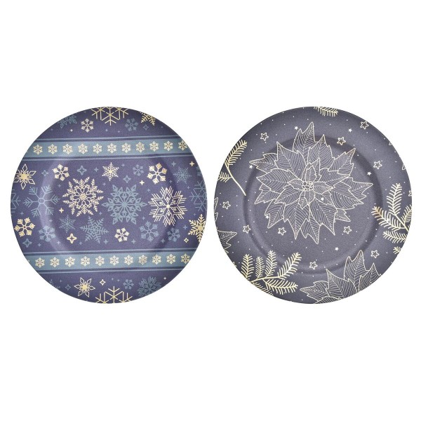 Κεντρικό Τραπεζιού DKD Home Decor Χριστουγεννιάτικο στεφάνι Λουλούδι PP (33 x 33 x 2 cm) (x2)