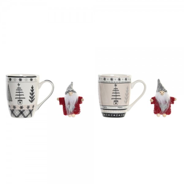 Κούπα Φλιτζάνι DKD Home Decor Ροζ Μαύρο Πορσελάνη Bone China (360 ml) (x2)