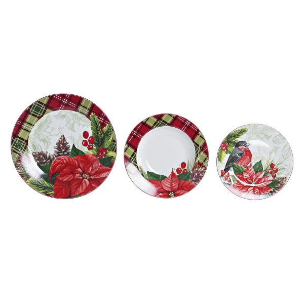 Σετ πιάτων DKD Home Decor 18 Τεμάχια Πορσελάνη (27 x 27 x 3 cm)