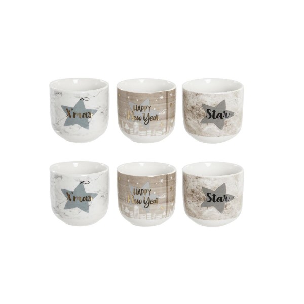 Σετ Κούπες Καφέ DKD Home Decor Πορσελάνη Γκρι Καφέ (130 ml)