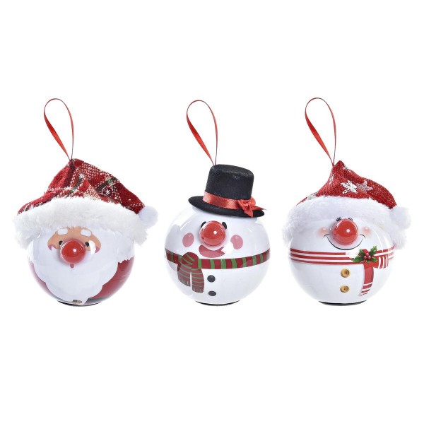 Χριστουγεννιάτικη μπάλα DKD Home Decor Κόκκινο Λευκό PVC (3 Μονάδες)