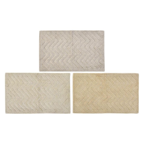 Χαλάκι μπάνιου DKD Home Decor Μπεζ Καφέ βαμβάκι Ανοιχτό καφέ (80 x 50 x 1 cm) (3 Μονάδες)