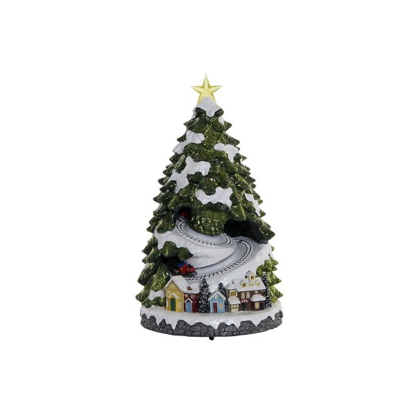 Χριστουγεννιάτικο δέντρο DKD Home Decor Kίνησης Φως LED Μουσικό Ρητίνη Πολύχρωμο (23 x 23 x 42 cm)
