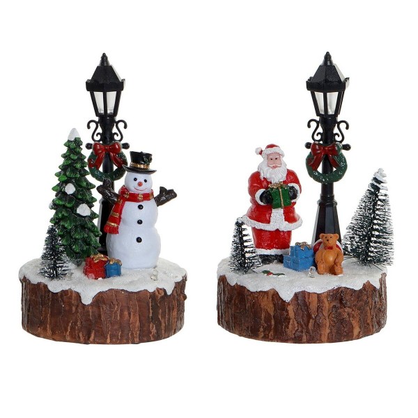 Διακοσμητική Φιγούρα DKD Home Decor Φως LED Ρητίνη Χιονάνθρωπος (9 x 9 x 13 cm) (x2)