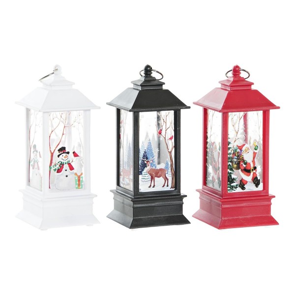 Φωτεινή διακόσμηση DKD Home Decor Χριστουγεννιάτικο στεφάνι Κόκκινο Μαύρο Λευκό (5 x 5 x 12,5 cm) (3 Μονάδες)