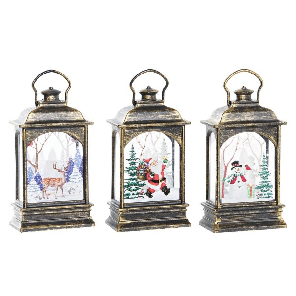 Φωτεινή διακόσμηση DKD Home Decor Χριστουγεννιάτικο στεφάνι Μαύρο Χρυσό (7 x 4 x 13,5 cm) (3 Μονάδες)
