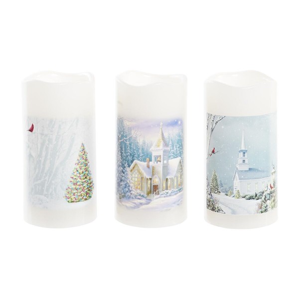 Φωτεινή διακόσμηση DKD Home Decor Χριστουγεννιάτικο στεφάνι Λευκό Πολύχρωμο (7,5 x 7,5 x 15 cm) (3 Μονάδες)