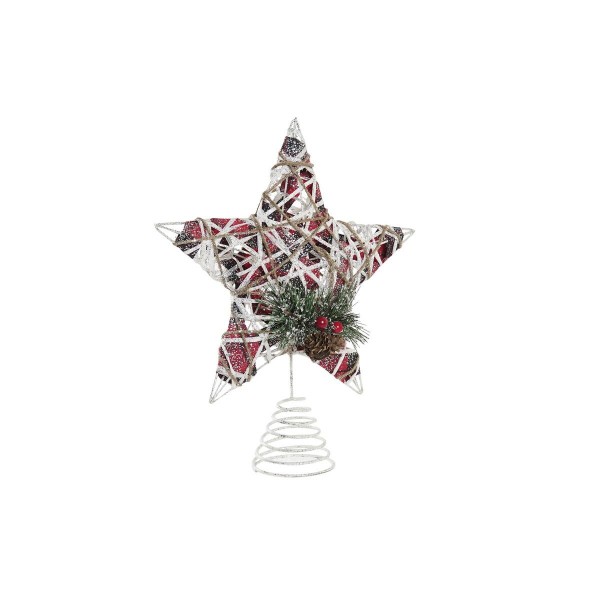 Χριστούγεννα DKD Home Decor Ασημί Λευκό ρατάν (25 x 5 x 30 cm)