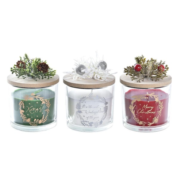 Σετ Kεριών DKD Home Decor Χριστουγεννιάτικο στεφάνι (8 x 8 x 10 cm) (3 Μονάδες)