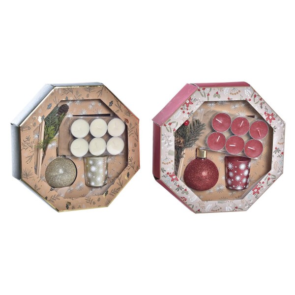Σετ Αρωματικά κεριά DKD Home Decor Κρυστάλλινο Χριστουγεννιάτικο στεφάνι Κερί (80 ml) (x2)