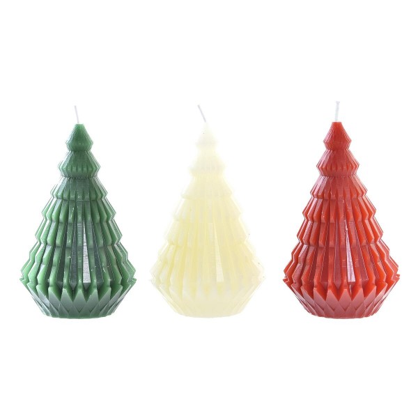 Κερί DKD Home Decor Δέντρο Χριστουγεννιάτικο στεφάνι (7,5 x 7,5 x 12 cm) (3 Μονάδες)