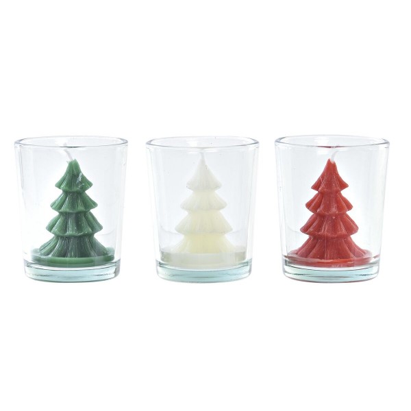 Κερί DKD Home Decor Δέντρο Χριστουγεννιάτικο στεφάνι (5,5 x 5,5 x 6,5 cm) (3 Μονάδες)