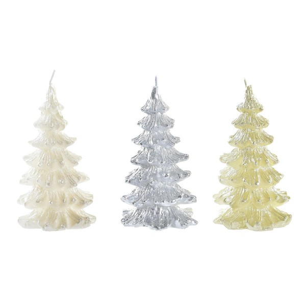 Κερί DKD Home Decor Δέντρο Χριστουγεννιάτικο στεφάνι (7 x 7 x 11,5 cm) (3 Μονάδες)