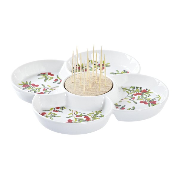 Δίσκος για σνακ DKD Home Decor Χριστουγεννιάτικο στεφάνι Διακοσμητική κανάτα Πήλινα (25 x 25 x 7 cm)