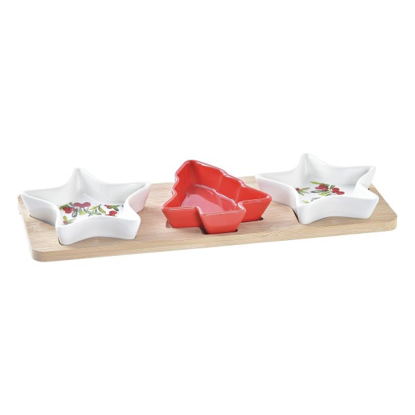 Σετ Ορεκτικών DKD Home Decor Κόκκινο Λευκό Διακοσμητική κανάτα Πήλινα (33 x 11,6 x 3,3 cm)
