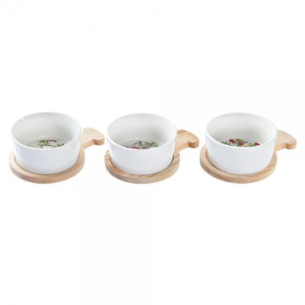 Δίσκος για σνακ DKD Home Decor Χριστουγεννιάτικο στεφάνι 3 Τεμάχια Φυσικό Κόκκινο Διακοσμητική κανάτα Πήλινα (31 x 11,7 x 4,7 cm