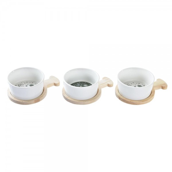 Δίσκος για σνακ DKD Home Decor Χριστουγεννιάτικο στεφάνι 3 Τεμάχια Φυσικό Λευκό Πράσινο Διακοσμητική κανάτα Πήλινα (31 x 11,7 x 