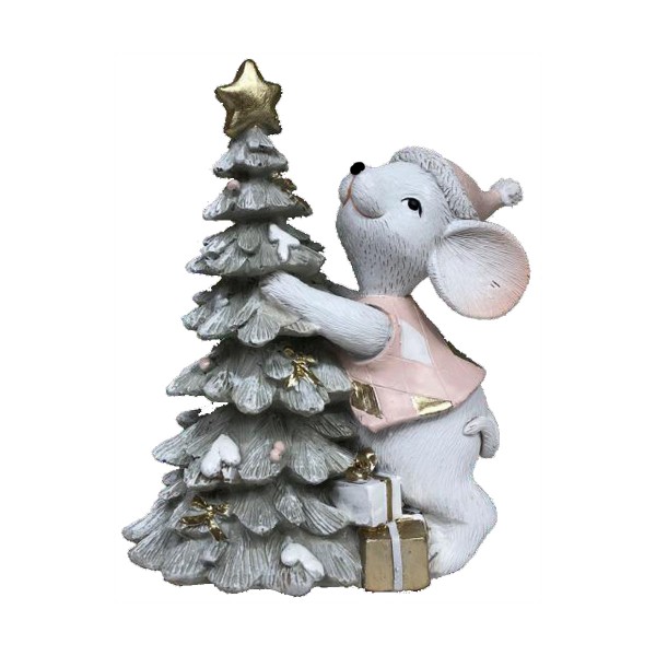 Χριστουγεννιάτικο Στολίδι DKD Home Decor Ποντίκι Ρητίνη (10 x 6,5 x 11 cm) (x2)