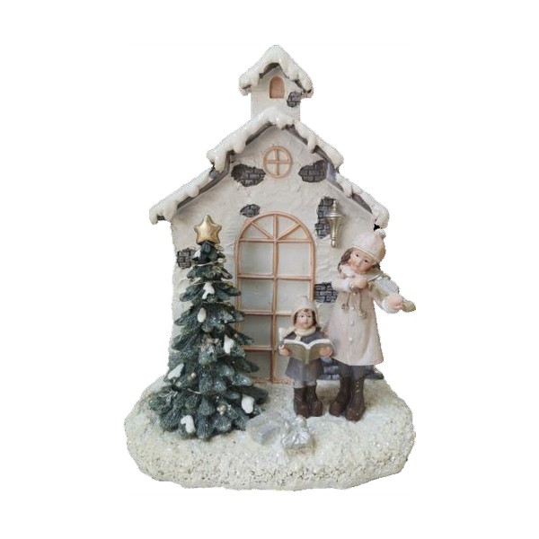 Χριστουγεννιάτικο Στολίδι DKD Home Decor Ρητίνη Σπίτι (16,5 x 9 x 21 cm) (x2)