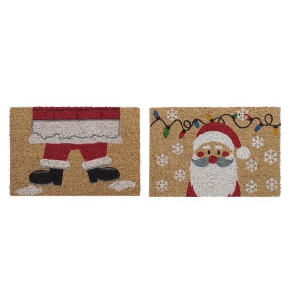 Πατάκι DKD Home Decor Χριστουγεννιάτικο στεφάνι PVC Άη Βασίλης ΙΊνες καρύδας (60 x 40 x 1,5 cm) (x2)