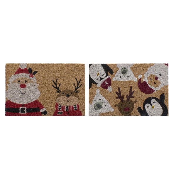 Πατάκι DKD Home Decor Χριστουγεννιάτικο στεφάνι PVC ΙΊνες καρύδας (60 x 40 x 1,5 cm) (x2)