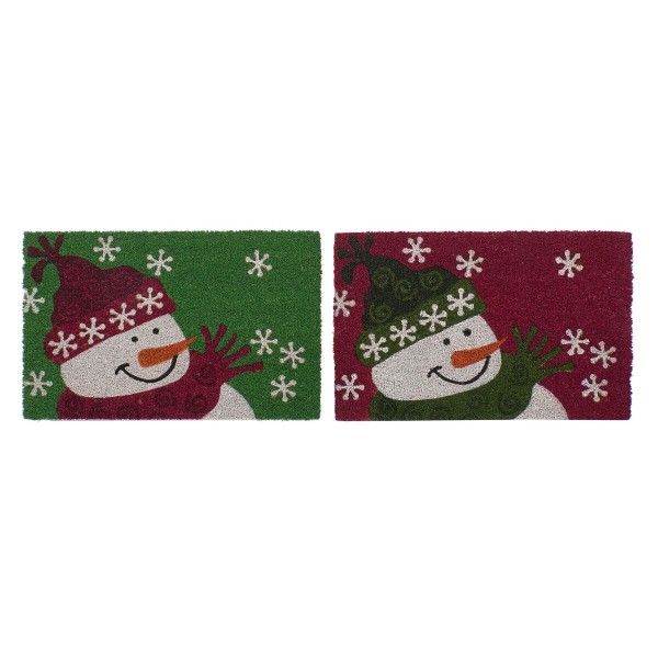 Πατάκι DKD Home Decor Χριστουγεννιάτικο στεφάνι PVC ΙΊνες καρύδας (60 x 40 x 1,5 cm) (x2)