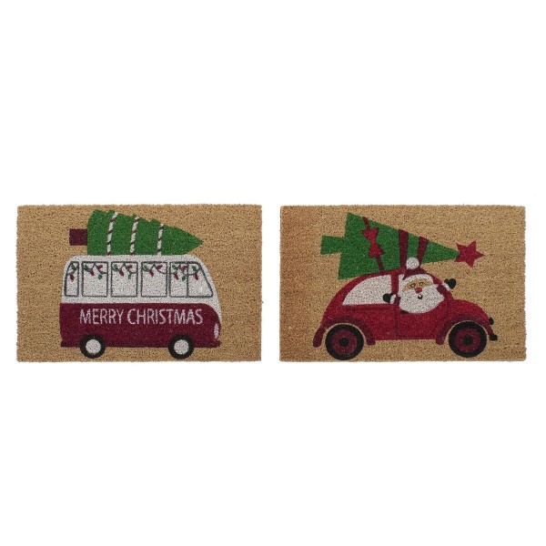 Πατάκι DKD Home Decor Άη Βασίλης PVC ΙΊνες καρύδας (60 x 40 x 1,5 cm) (x2)