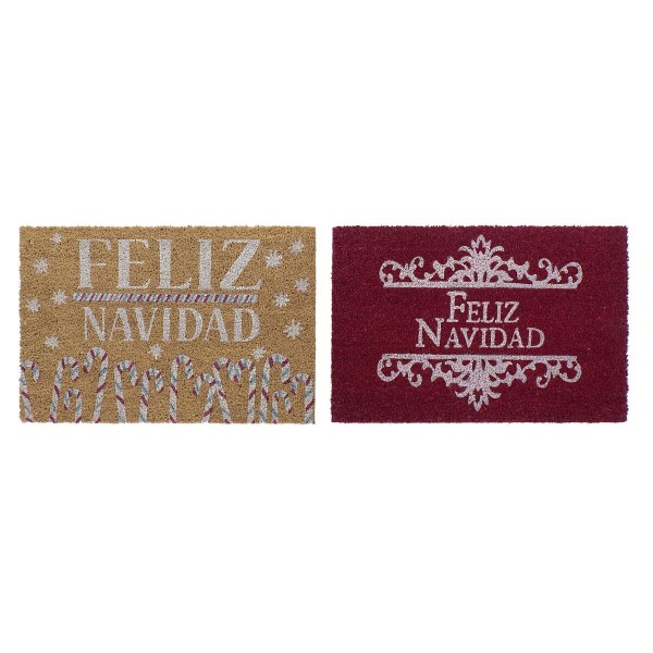 Πατάκι DKD Home Decor Χριστουγεννιάτικο στεφάνι PVC ΙΊνες καρύδας (60 x 40 x 1,5 cm) (x2)
