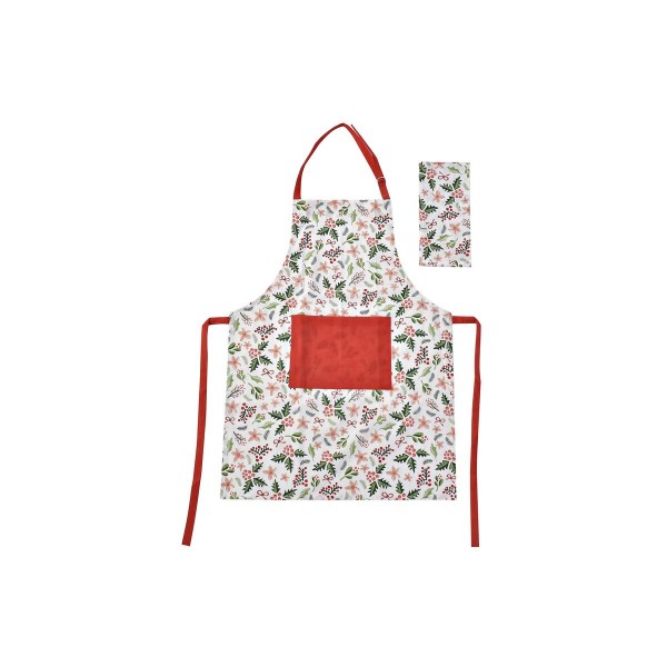 Ποδιά DKD Home Decor Γκι Κόκκινο πολυεστέρας βαμβάκι (60 x 0,2 x 80 cm)
