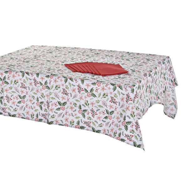 Σετ σεντονιών DKD Home Decor Χριστουγεννιάτικο στεφάνι Κόκκινο πολυεστέρας βαμβάκι Πράσινο (150 x 150 x 0,2 cm)