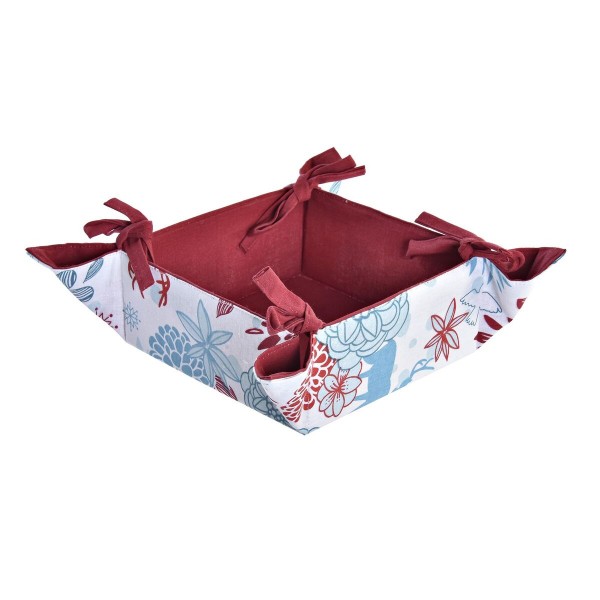 Καλάθι για το ψωμί DKD Home Decor Blomster Κόκκινο βαμβάκι Sky μπλε