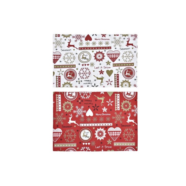 Σουπλά DKD Home Decor Κόκκινο πολυεστέρας βαμβάκι Λευκό (45 x 30 x 1 cm) (x2)