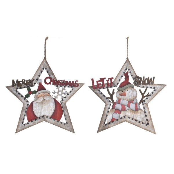 Χριστουγεννιάτικο Στολίδι DKD Home Decor Ξύλο (34 x 0,8 x 32 cm) (x2)