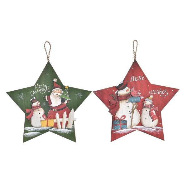 Χριστουγεννιάτικο Στολίδι DKD Home Decor Ξύλο (32,5 x 1,5 x 31 cm) (x2)