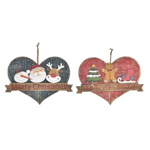 Χριστουγεννιάτικο Στολίδι DKD Home Decor Ξύλο (26 x 1,5 x 18,5 cm) (x2)