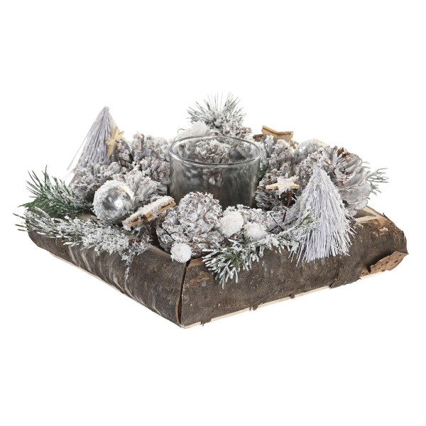 Χριστουγεννιάτικο Κηροπήγιο. DKD Home Decor Χιονισμένο (20 x 20 x 12,5 cm)
