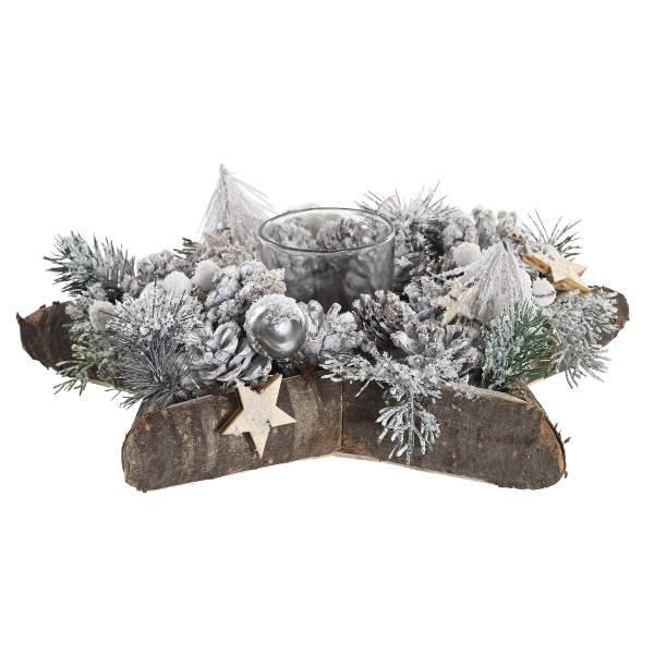 Χριστουγεννιάτικο Κηροπήγιο. DKD Home Decor Αστέρι Χιονισμένο (32 x 32 x 12 cm)