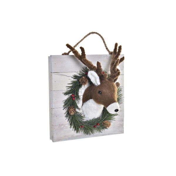Χριστουγεννιάτικο Στολίδι DKD Home Decor Τοίχο Τάρανδος Ξύλο MDF (25 x 16 x 29 cm)