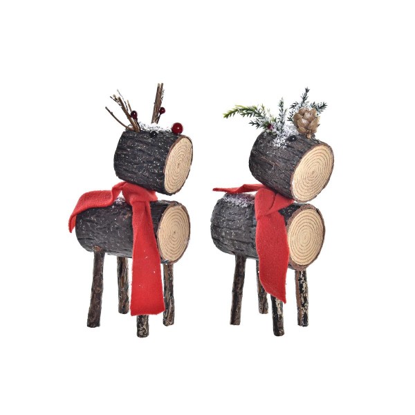 Διακοσμητική Φιγούρα DKD Home Decor Χριστουγεννιάτικο στεφάνι Γκλίτερ Τάρανδος Σημύδα (10 x 9 x 23 cm) (x2)