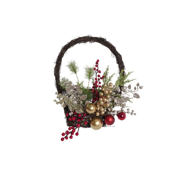 Χριστουγεννιάτικο Στολίδι DKD Home Decor Τοίχο PVC ρατάν Καλάθι (30 x 10 x 40 cm)
