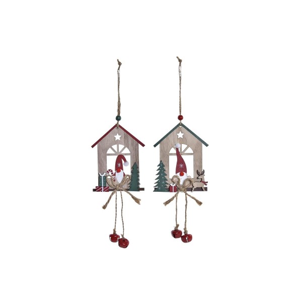 Χριστουγεννιάτικο Στολίδι DKD Home Decor Σπίτι Ξύλο MDF (9,5 x 1 x 22 cm) (x2)