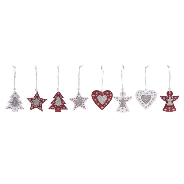 Χριστουγεννιάτικα Στολίδια DKD Home Decor Ξύλο MDF (17 x 17 x 2 cm) (8 cm) (x2)